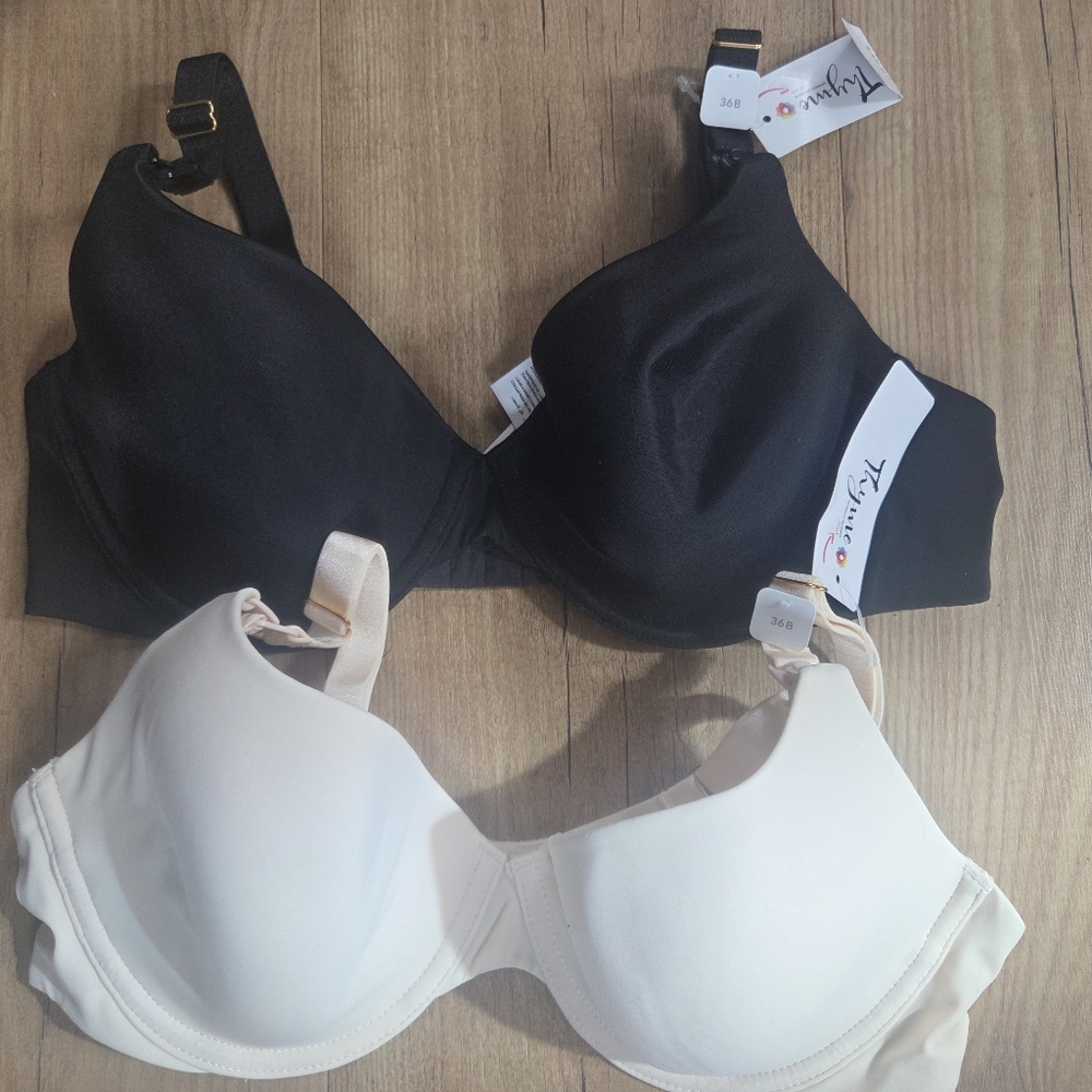 Thyme Maternity Black and Cream Bras with Full Coverage and Support